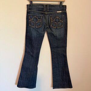 Vintage Y2K Frankie B Jeans Studded F Logo Low Rise Flare Bootcut Dark Wash sz 4